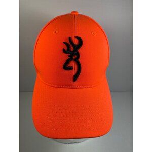 Browning Blaze Orange Hunting Hat Deer Logo Strapback Cap EUC